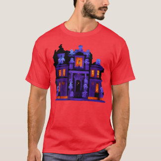 Spooky Haunted House Mansion Ghost Scene för Hallo T Shirt