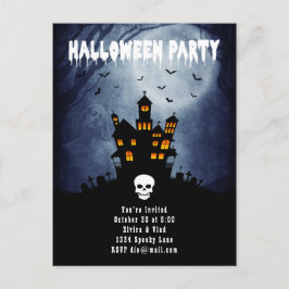 Spooky Haunted House med Blue Ghost Vykort