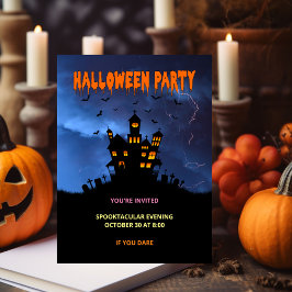 Spooky Haunted House med Fladdermus Storm Inbjudan Vykort