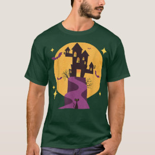 Spooky Haunted House MidCentury Modern Cats for Ha T Shirt