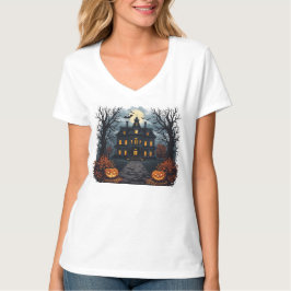 Spooky Haunted House och Pumpkin Patch Halloween T Shirt