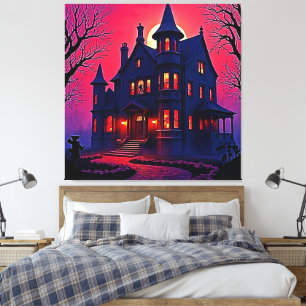 Spooky Haunted House på Dusk Design Canvastryck