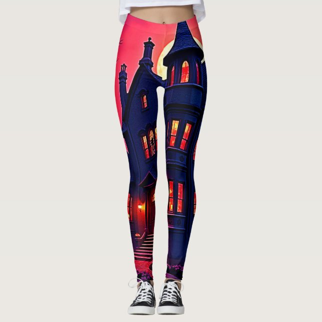 Spooky Haunted House på Dusk Design Leggings (Framsida)