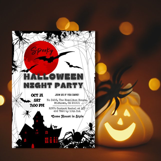 Spooky Haunted House redmoon fladdermus spider Hal Inbjudningar (Skapare uppladdad)