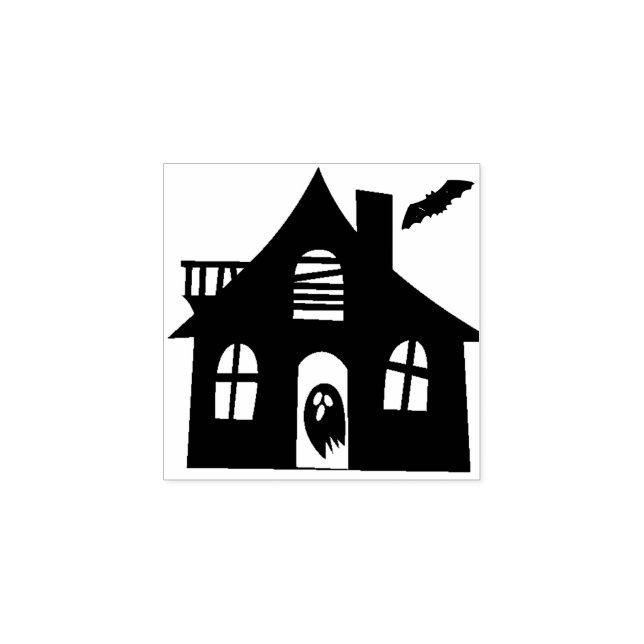 SpOoKy Haunted House Rubber Frimärke Stämpel (Tryck)