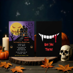 Spooky Haunted House Silhouette Halloween fest Inbjudningar