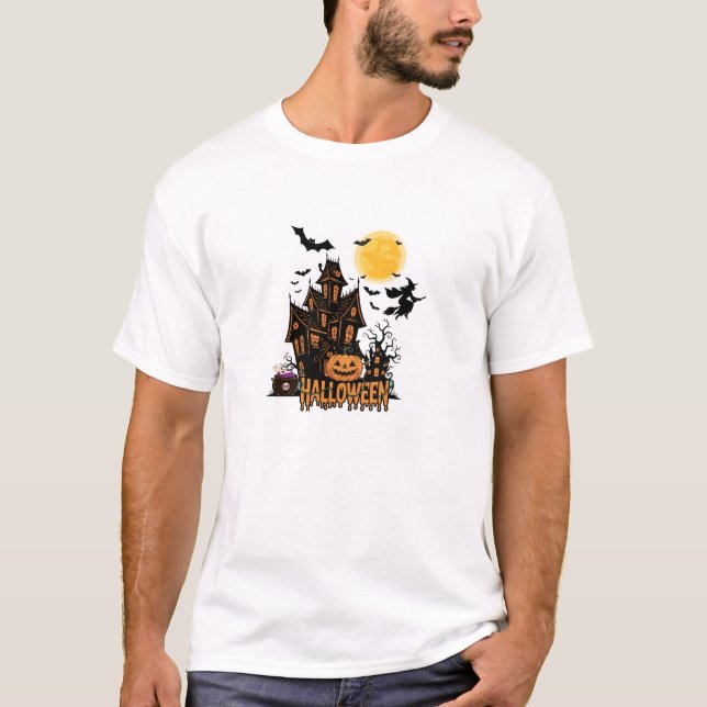 Spooky Haunted House T-Shirt (Framsida)