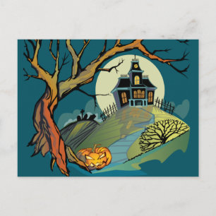 Spooky Haunted House Vykort