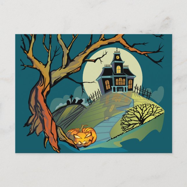 Spooky Haunted House Vykort (Framsida)