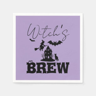 Spooky Haunted House & Witch Silhouette Pappersservett