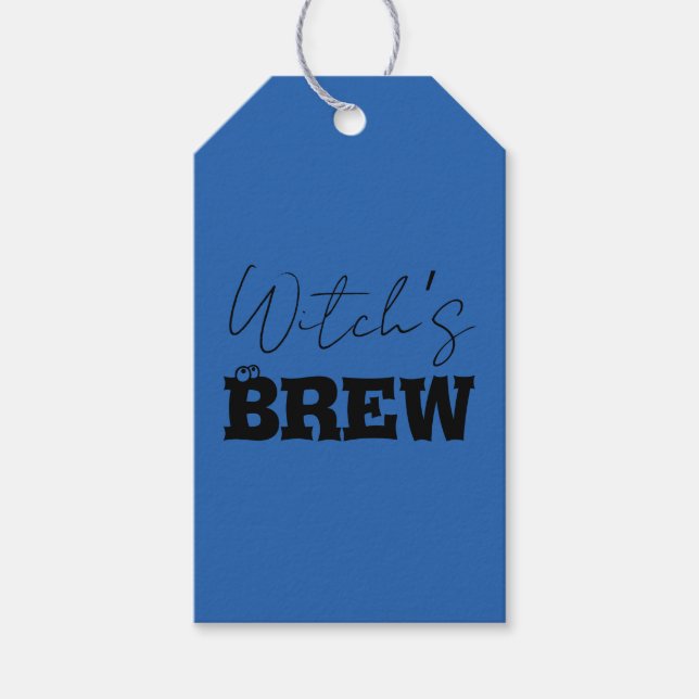 Spooky Haunted House & Witch Silhouette | Presentetikett (Framsidan)