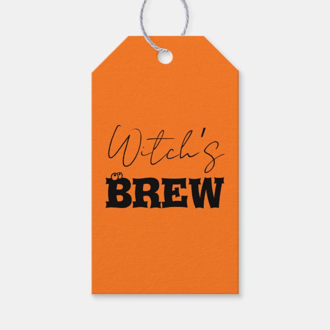 Spooky Haunted House & Witch Silhouette | Presentetikett (Framsidan)