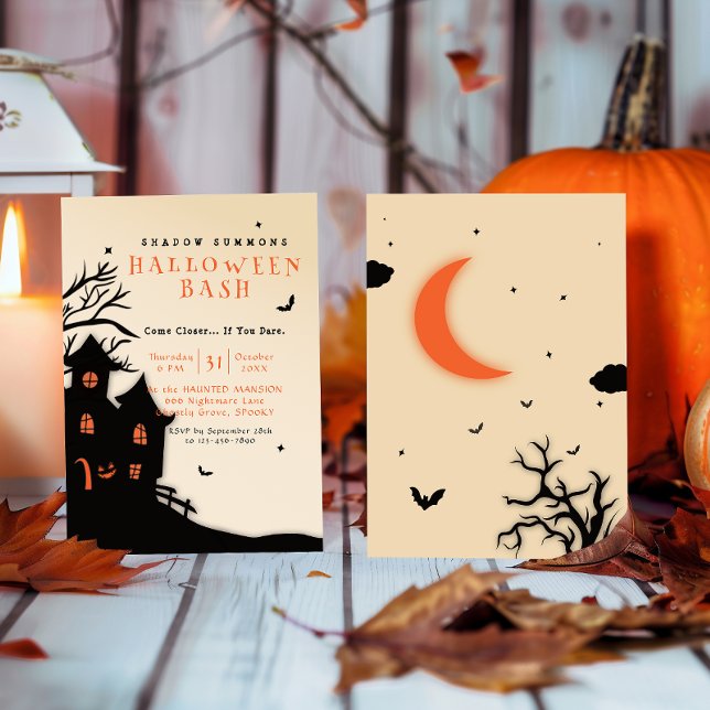 Spooky Haunted Mansion Black Design Halloween Inbjudningar (Skapare uppladdad)