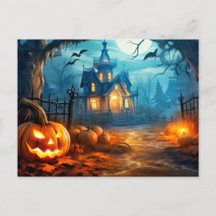 Spooky Haunted Mansion happy halloween Vykort