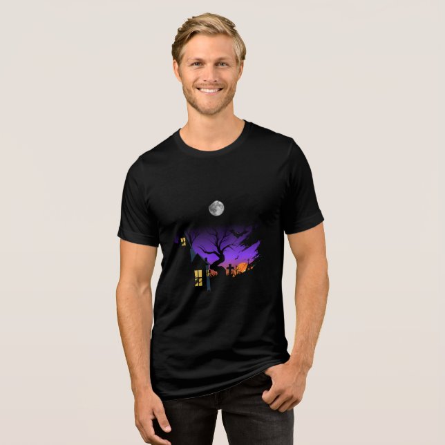 Spooky Haunted Night Halloween T Shirt (Framsida Full)