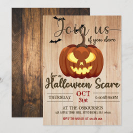 Spooky Haunted Pumpkin Carving Halloween Scary Inbjudningar