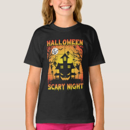 Spooky Haunted Pumpkin Halloween Graphic T Shirt