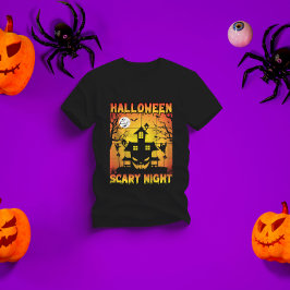 Spooky Haunted Pumpkin Halloween Graphic T Shirt
