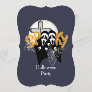 Spooky Haunting Screaming Ghost Ansikte Halloween Inbjudningar