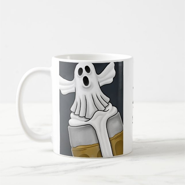 Spooky Haunting White Ghost Kaffemugg (Vänster)