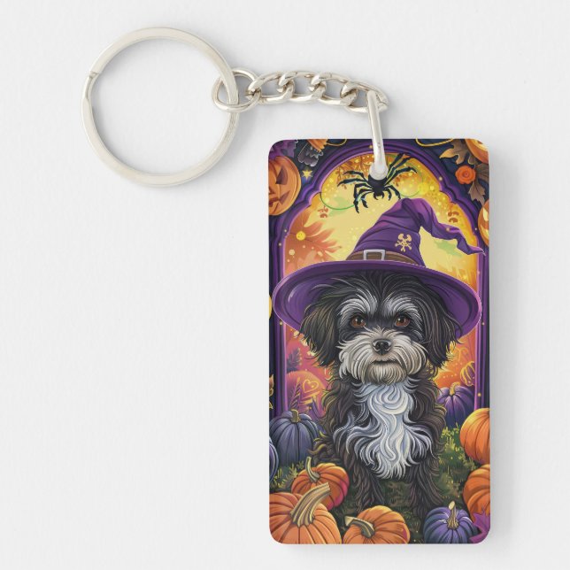 Spooky Havanese Hund Halloween Witch and Pumpkin (Framsidan)