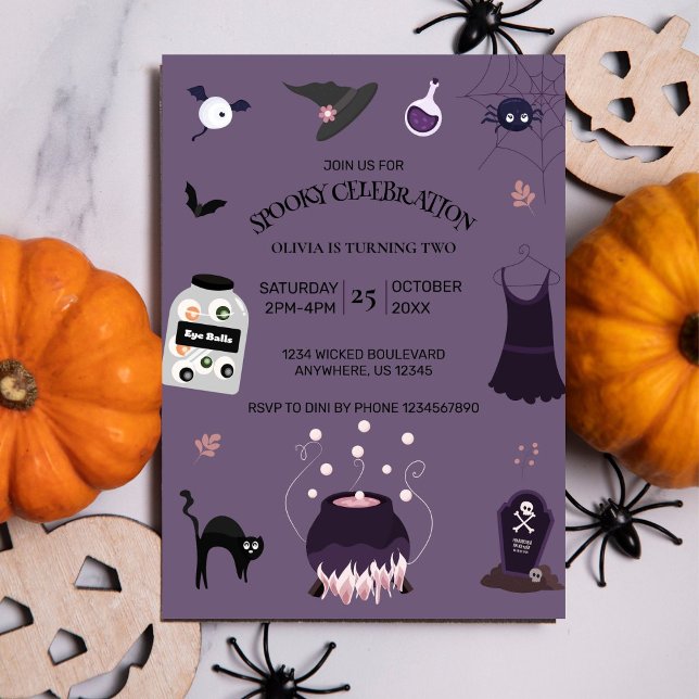 Spooky häxa Halloween Födelsedagsfest inbjudan (Skapare uppladdad)