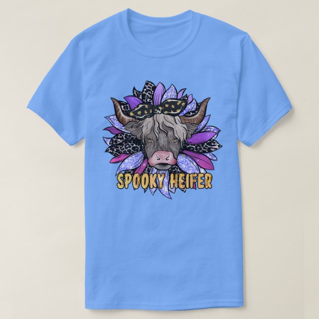 Spooky Heifer Halloween Solros Cow Farm Halldue T Shirt (Design framsida)