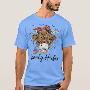 Spooky Heifer Messy Bun Cow Älskare Funny Lycklig T Shirt
