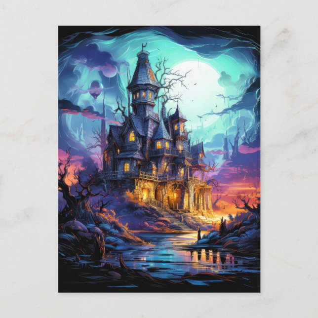 Spooky hemlig avverkning under full måne vykort (Framsida)