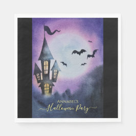 Spooky hemsökt slottets lila himlar och fladdermös pappersservett