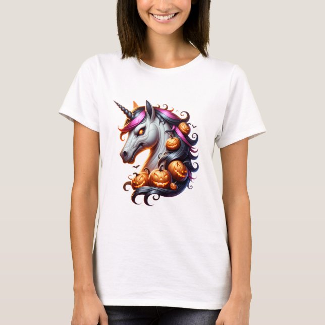 🦄 🎃 Spooky Horse Women's Halloween Shirt 👻 ✨ T (Framsida)