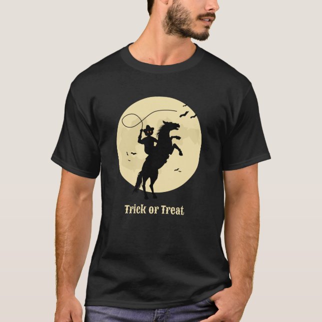 spooky horseman bus eller godis t shirt (Framsida)