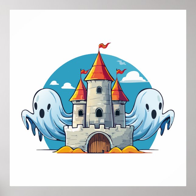 spooky house and ghost poster (Framsidan)