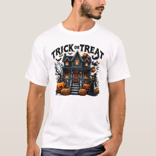 Spooky house med pumpor och spöken t shirt