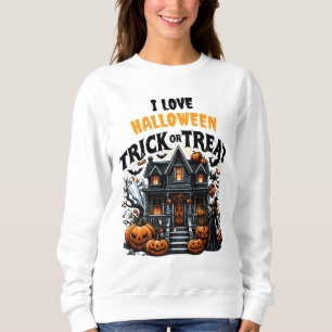 Spooky house med pumpor och spöken t shirt