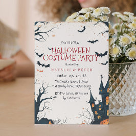 Spooky House och Forest Halloween Costume Party Inbjudningar