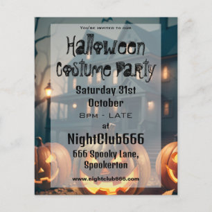 Spooky House och Scary Pumpkins Halloween fest Flygblad