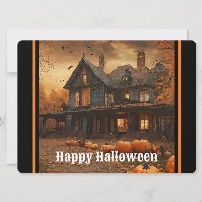 Spooky House Pumpkin Halloween Collection Julkort (Framsida)
