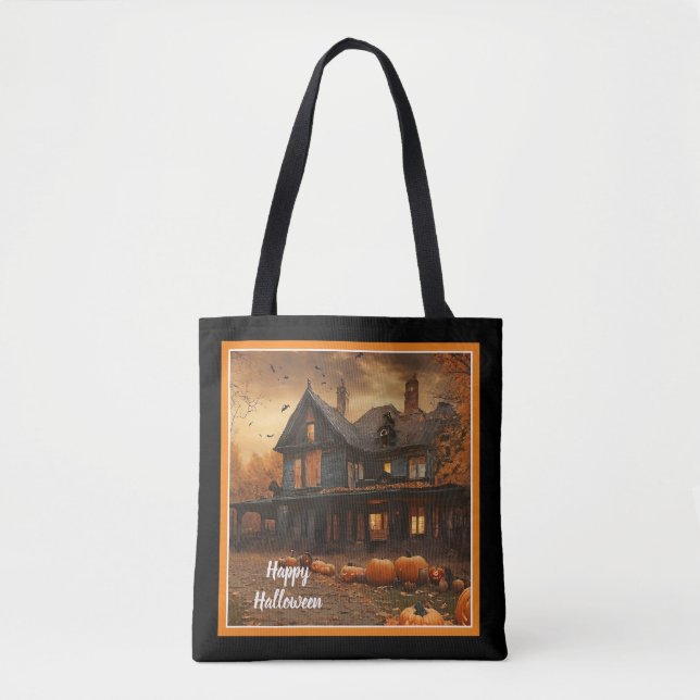 Spooky House Pumpkin Halloween Collection Tygkasse (Framsida)
