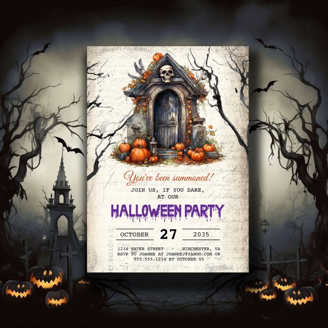 Spooky House Skull Pumpkins Halloween fest Inbjudningar (Skapare uppladdad)