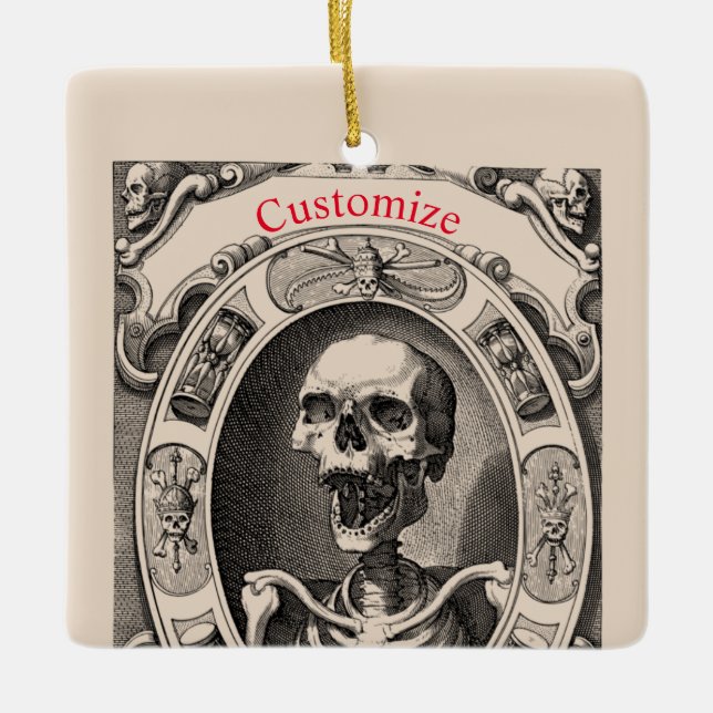 Spooky Human Skull Thunder_Cove Julgransprydnad Keramik (Framsida)