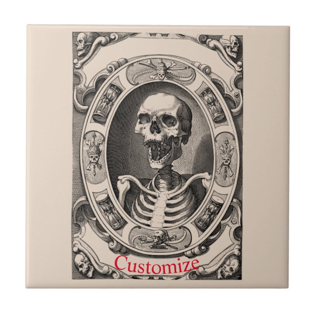 Spooky Human Skull Thunder_Cove Kakelplatta (Framsidan)