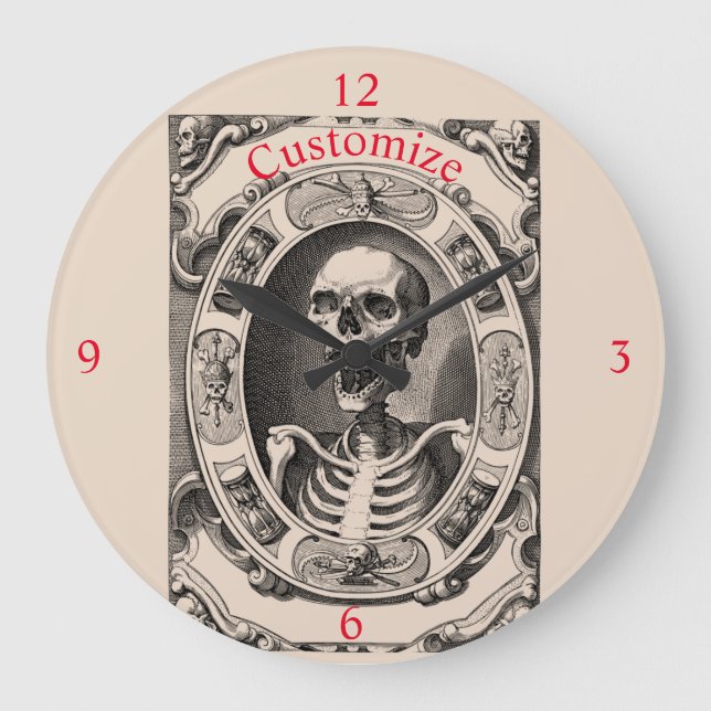 Spooky Human Skull Thunder_Cove  Stor Klocka (Framsida)