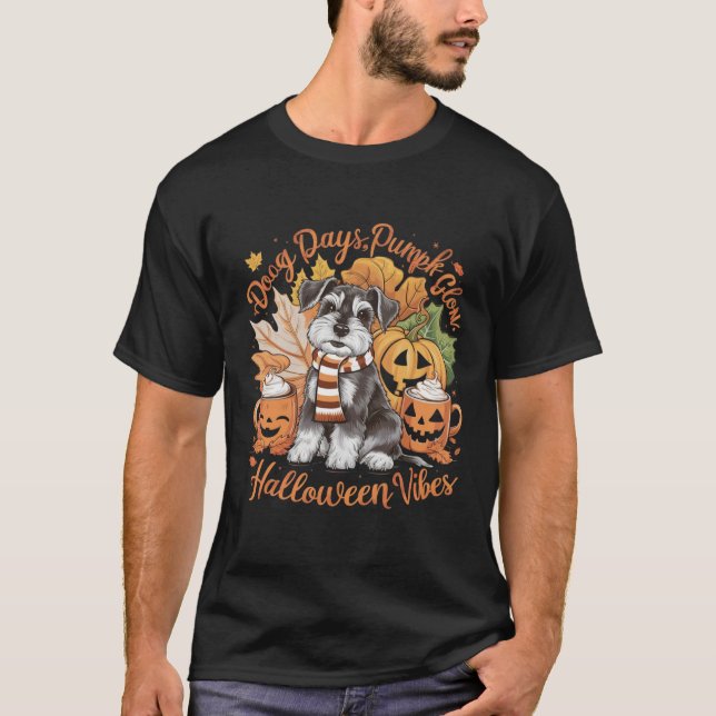 Spooky Hund Day Pumpkin Glow Halloween Vibes & rol T Shirt (Framsida)