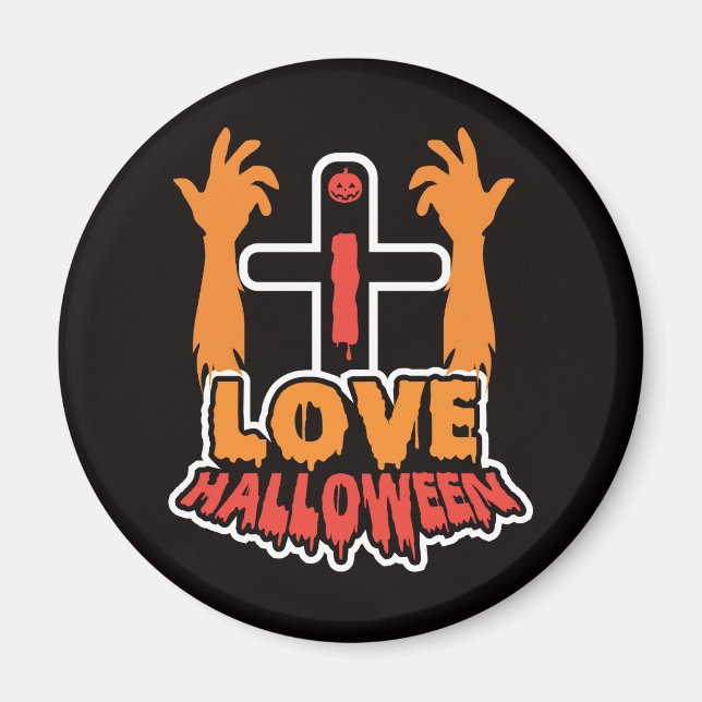 Spooky I Kärlek Halloween Zombie Händer Magnet (Framsidan)