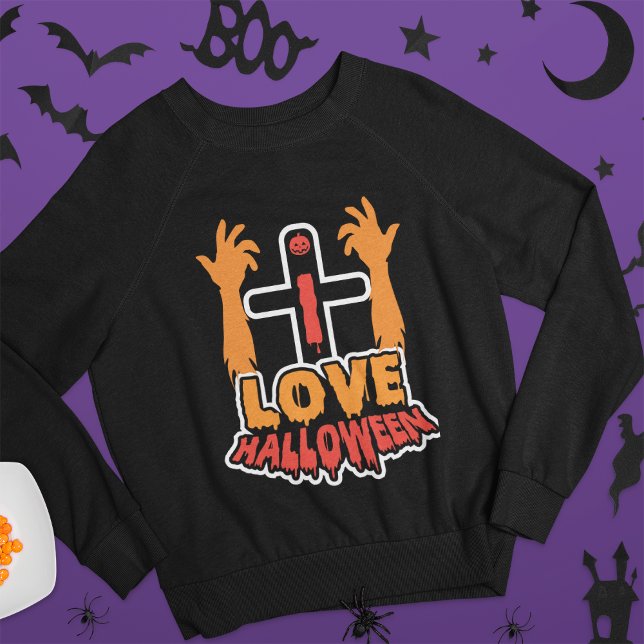 Spooky I Kärlek Halloween Zombie Händer Sweatshirt (Skapare uppladdad)