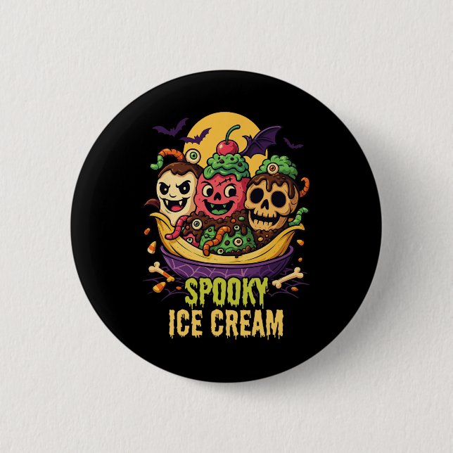 Spooky Ice Cream Dessert Halloween Design Knapp (Framsida)
