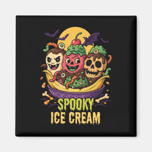 Spooky Ice Cream Dessert Halloween Design Magnet