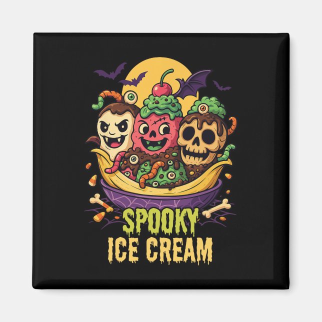 Spooky Ice Cream Dessert Halloween Design Magnet (Framsidan)