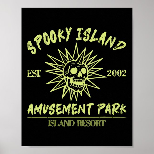 Spooky Island Est 2002 Amusement Park Skull Hallow Poster (Framsidan)